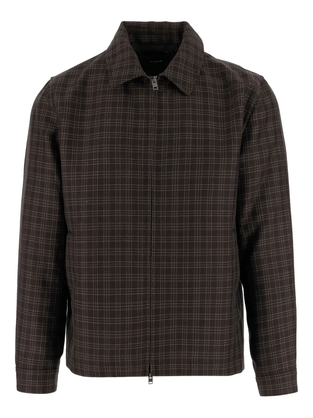 Vince Checked Shirt Jacket In Brown