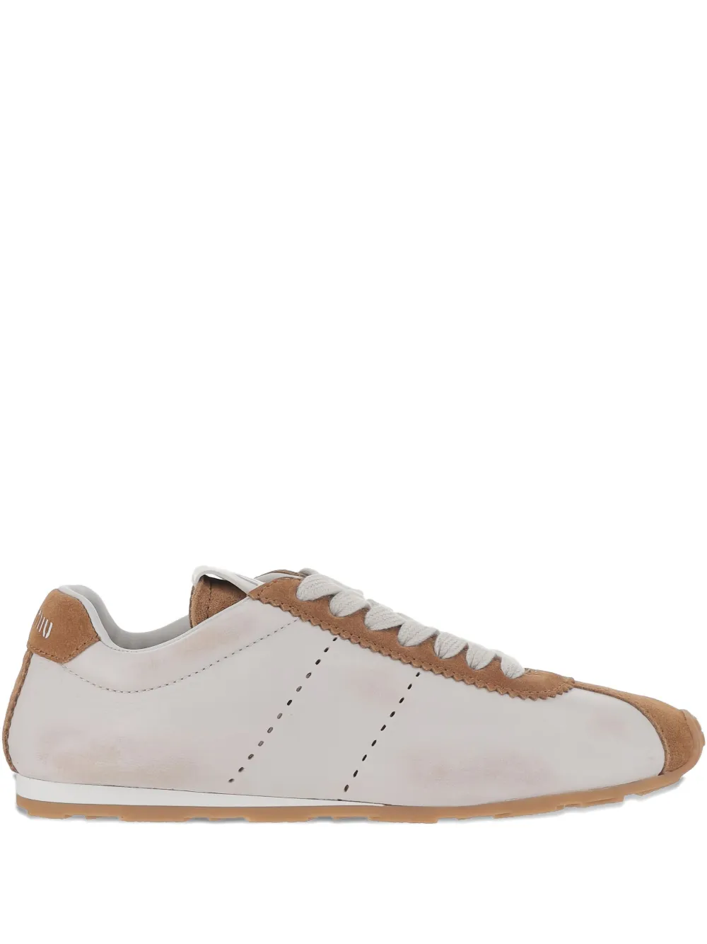 Miu Suède leren sneakers met geperforeerde details Wit