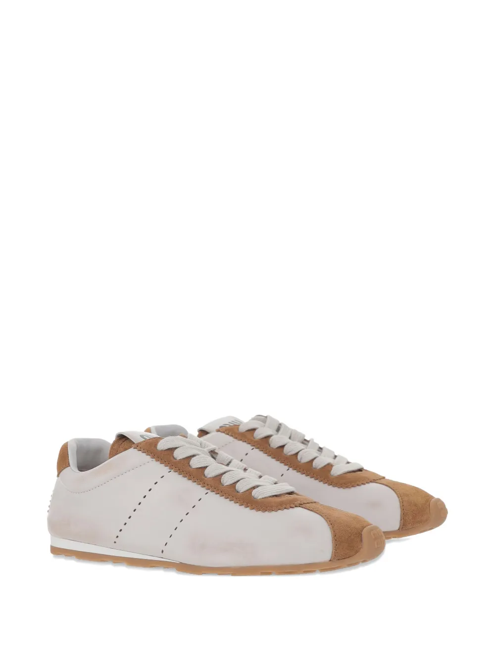 Miu Miu Suède leren sneakers met geperforeerde details - Wit