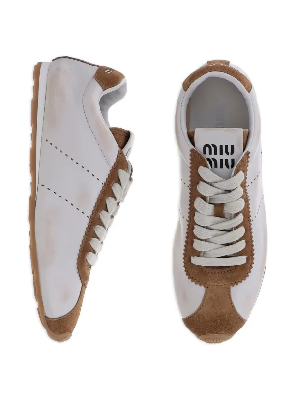 スニーカー Miu Miu Sneaker In Pelle Scamosciata Miu Miu Sneakers Traforate In Pelle Scamosciata | Bianco