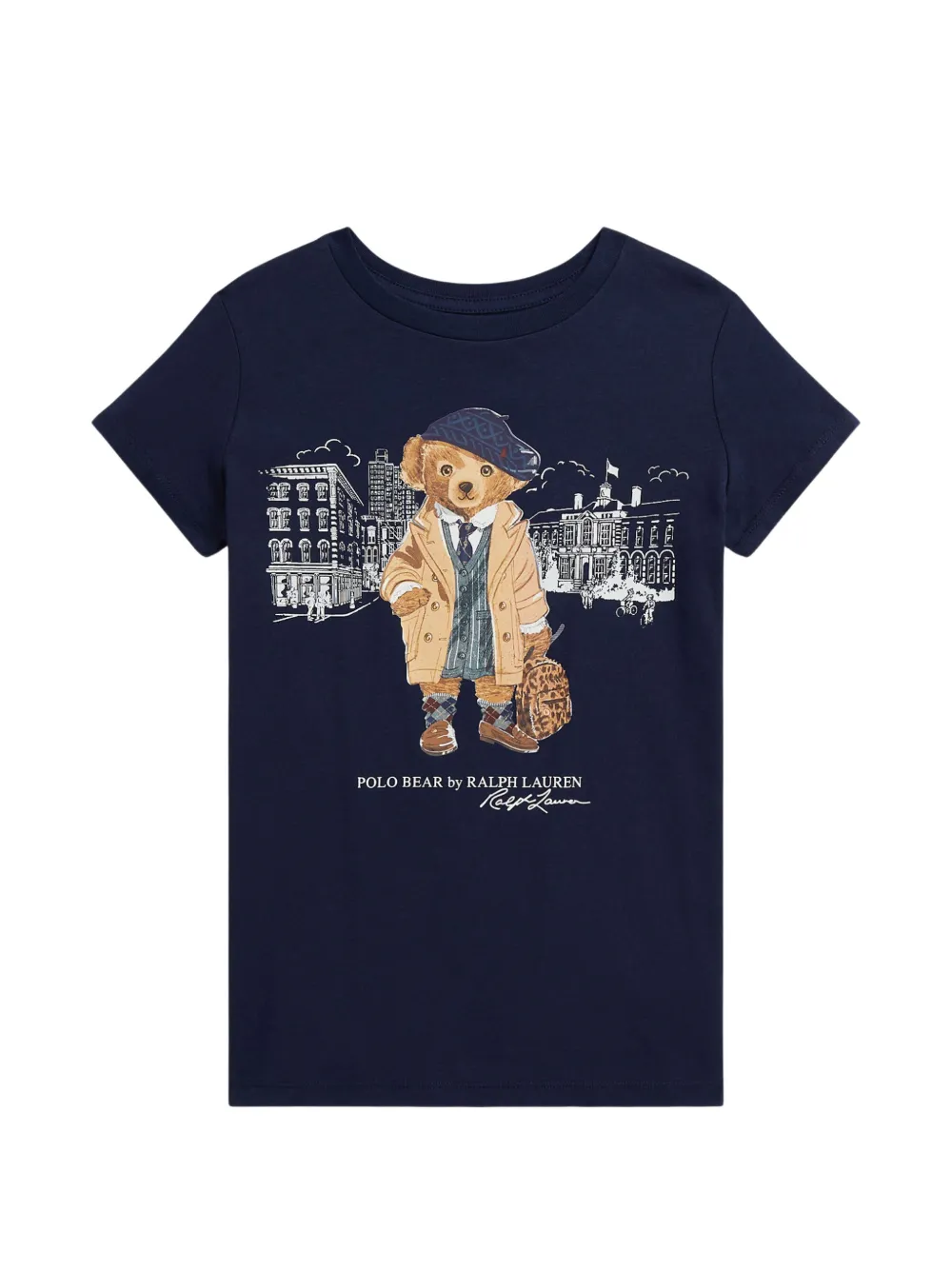 POLO RALPH LAUREN KIDS T-shirt in cotone con stampa bear - Blu
