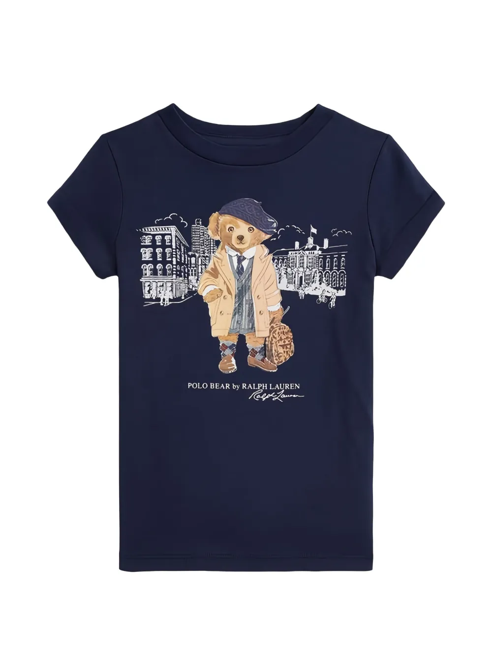 POLO RALPH LAUREN KIDS T-shirt in cotone con stampa bear - Blu