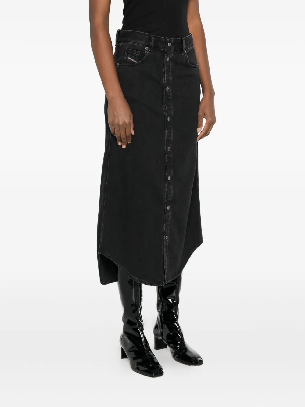 Diesel Rok van spijkerstof met knopen Zwart