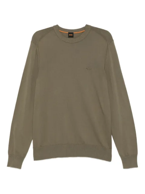 BOSS logo-embroidered crew-neck jumper
