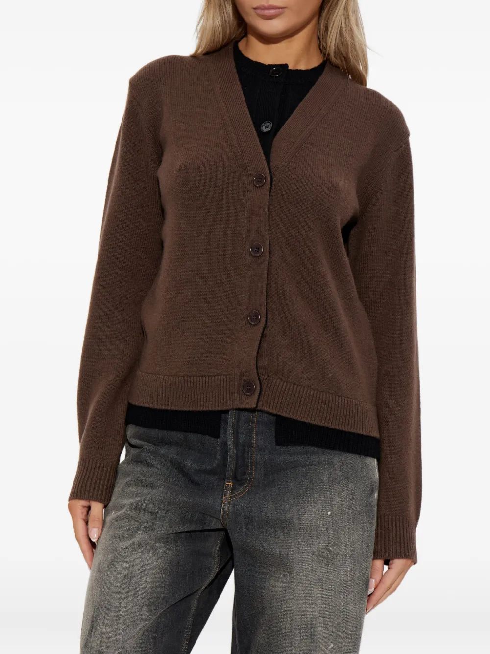 Jw Anderson Button-front Wool Cardigan In Brown