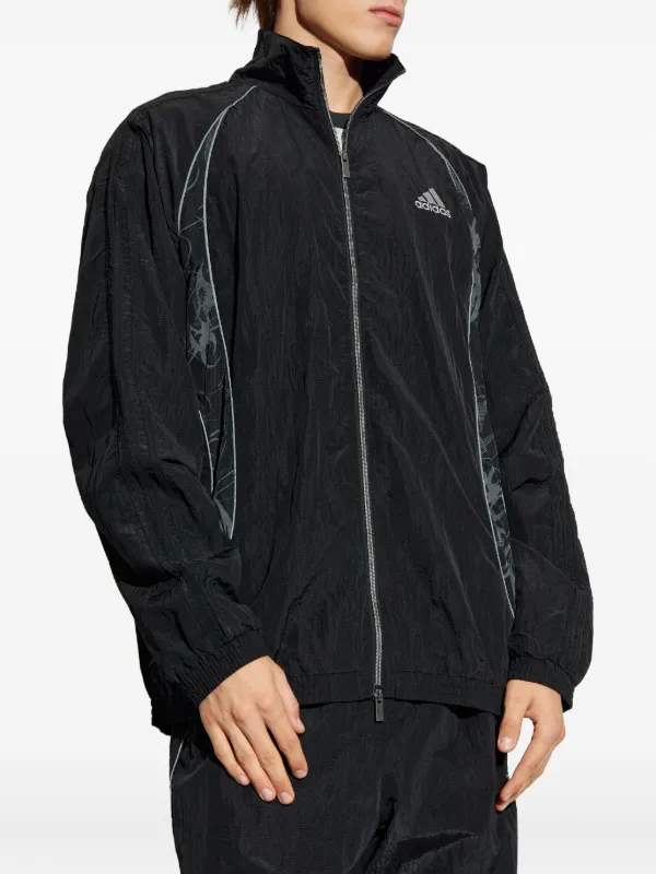 Adidas Embroidered graphic-panel Track Jacket | Black | FARFETCH CA