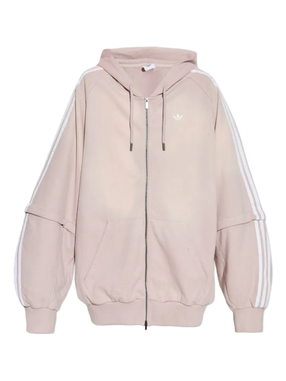 Adidas Originals 3-stripes Logo Zip-up Hoodie In Pink