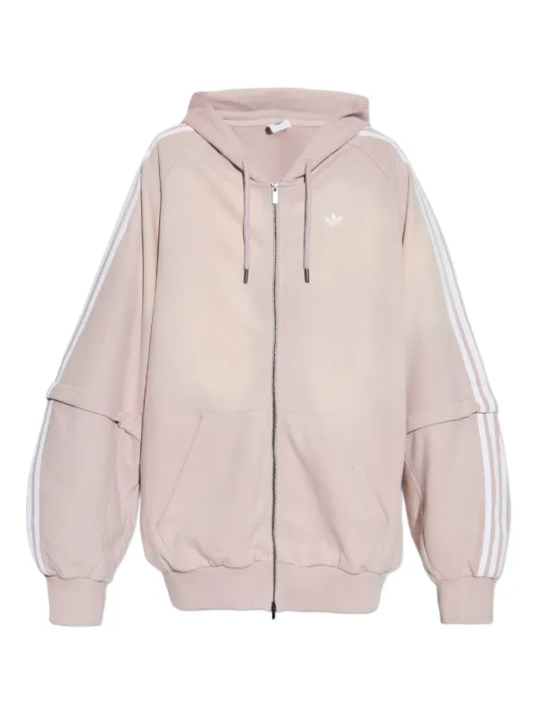 Adidas 3-Stripes Logo zip-up Hoodie Pink FARFETCH BH