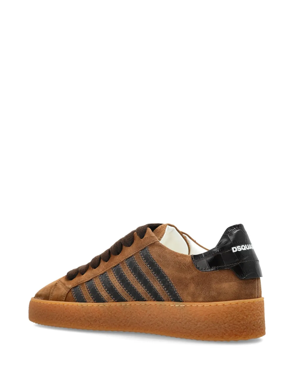 DSQUARED2 Rapper's Delight suede-leather striped sneakers Brown