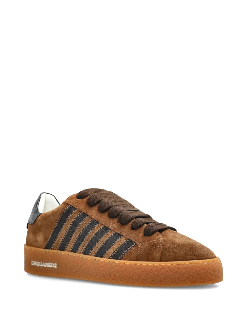 DSQUARED2 Rapper's Delight suede-leather striped sneakers Brown