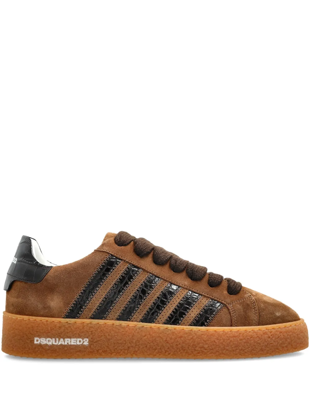 DSQUARED2 Rapper's Delight suede-leather striped sneakers Brown