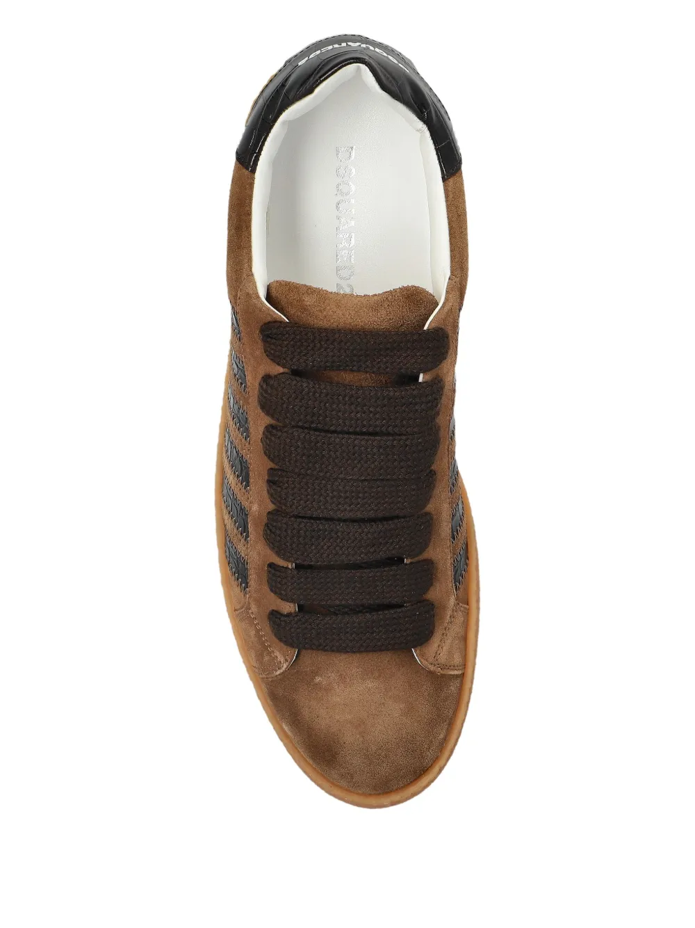 DSQUARED2 Rapper's Delight suede-leather striped sneakers Brown