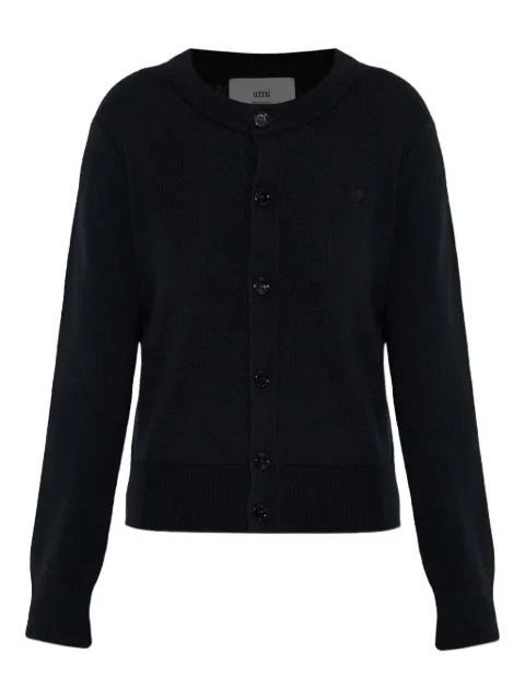 AMI Paris heart-embroidered button wool cardigan