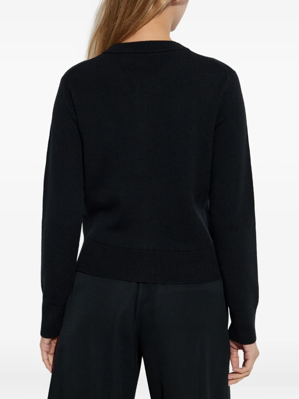 Ami Alexandre Mattiussi Heart-embroidered Button Wool Cardigan In Black