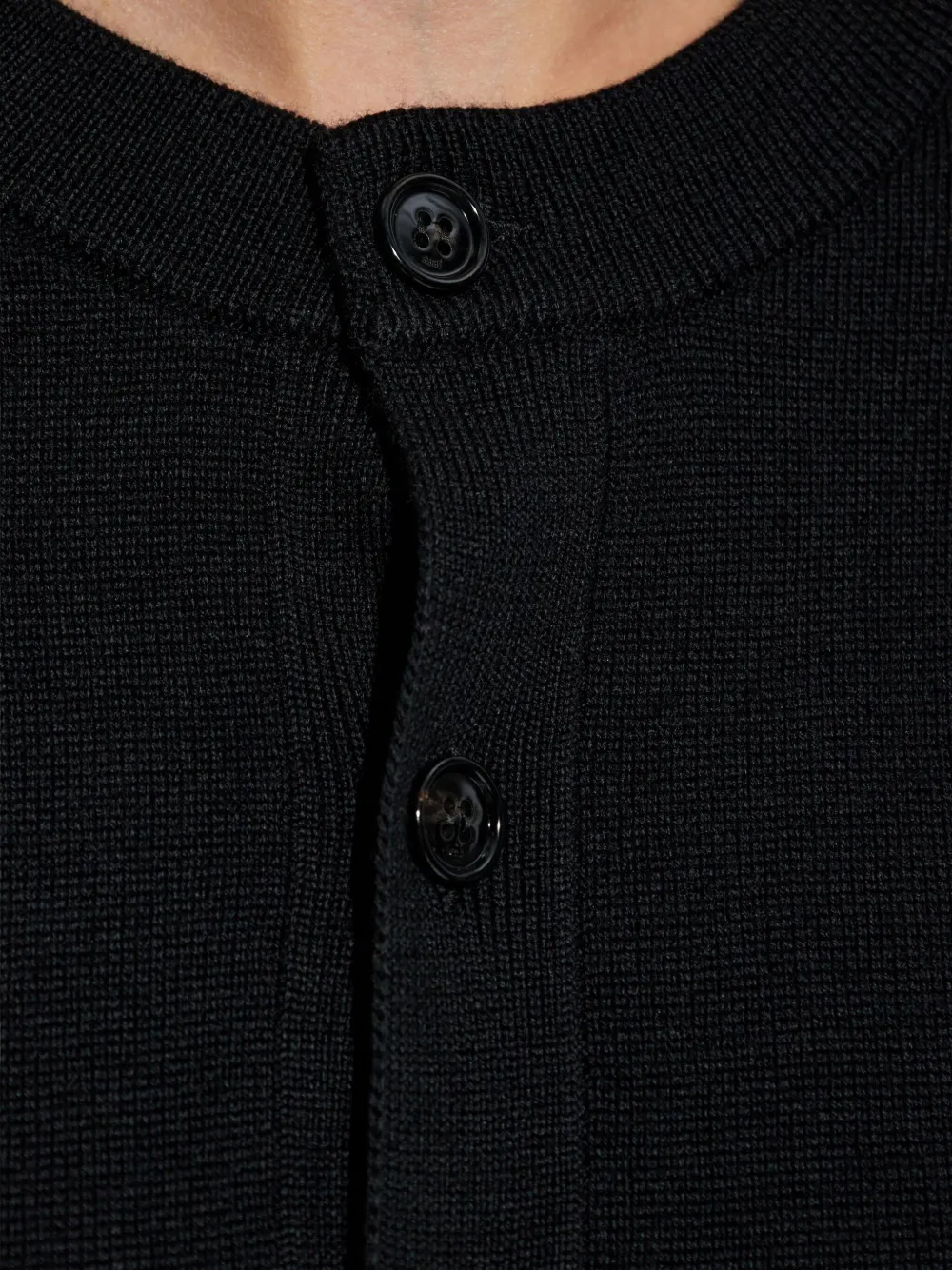 Ami Alexandre Mattiussi Heart-embroidered Button Wool Cardigan In Black