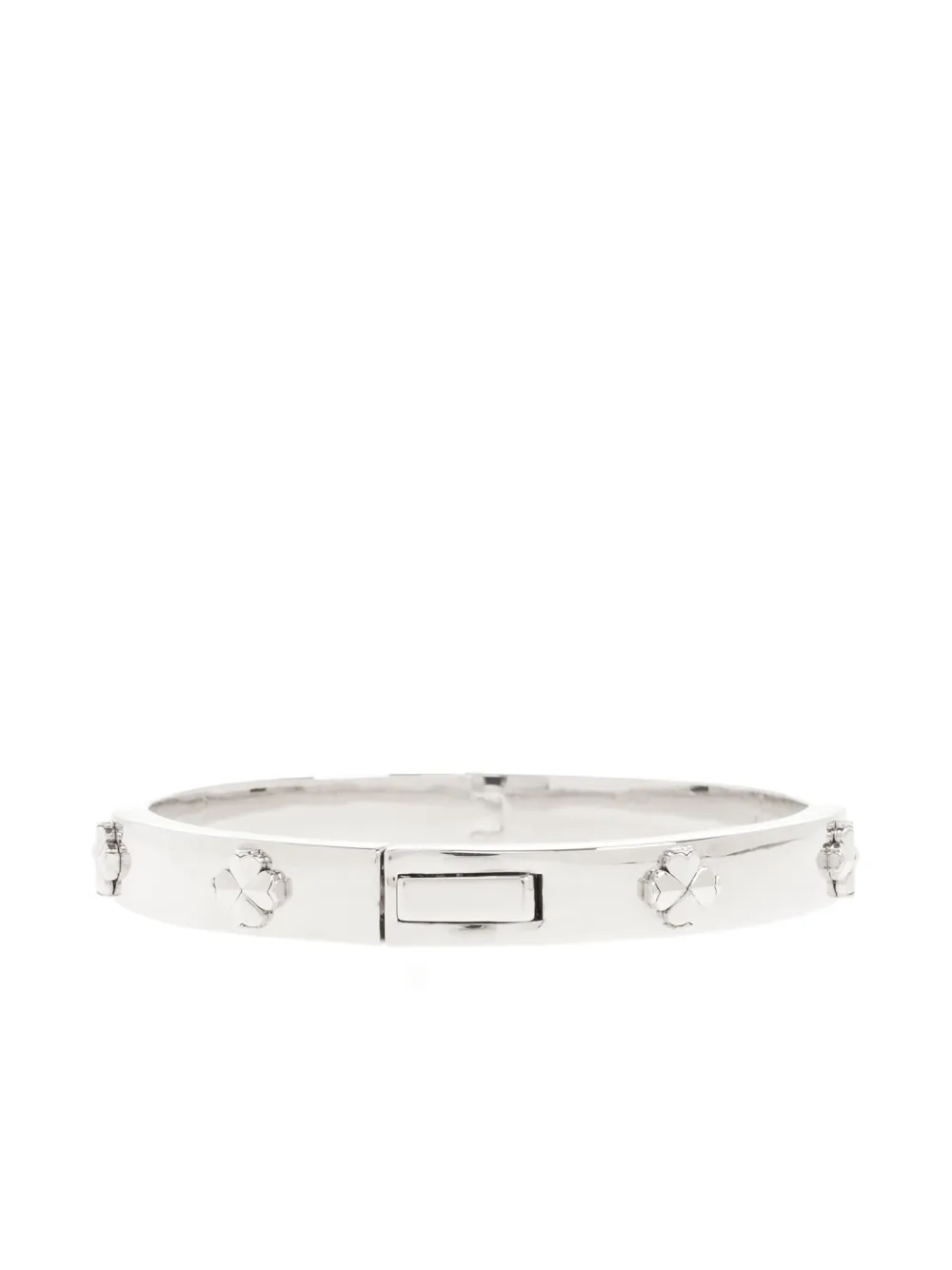Kate Spade Clover-embellished Bangle Bracelet In Metallic