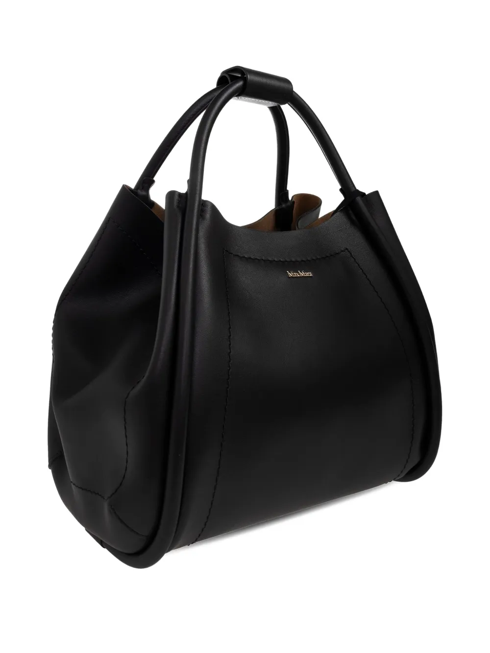 Max Mara Logo-plaque Leather Tote Bag In Black