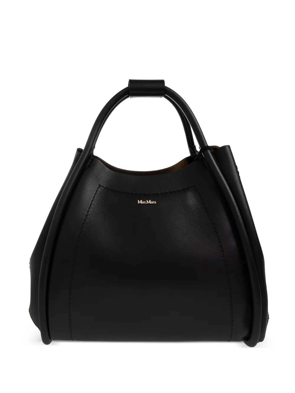 Max Mara Logo-plaque Leather Tote Bag In Black