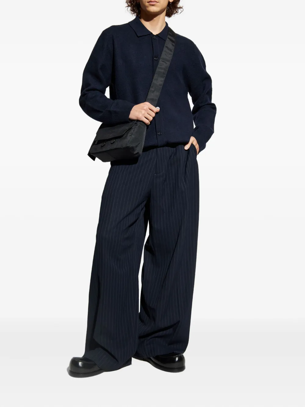 Samsoe & Samsoe Polo-neck Button Cardigan In Blue