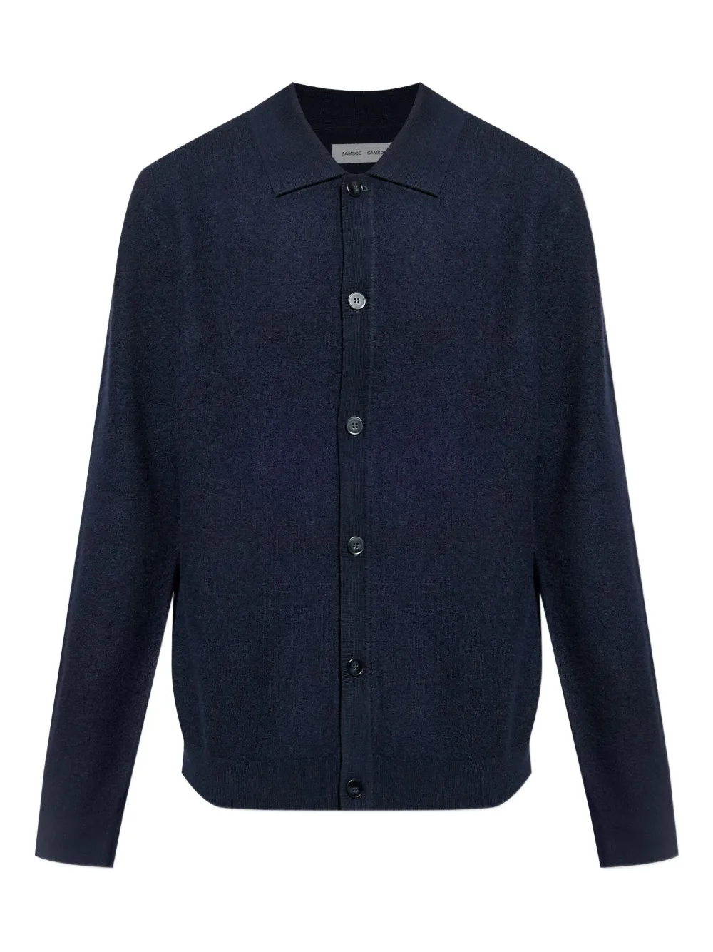 Samsoe & Samsoe Polo-neck Button Cardigan In Blue