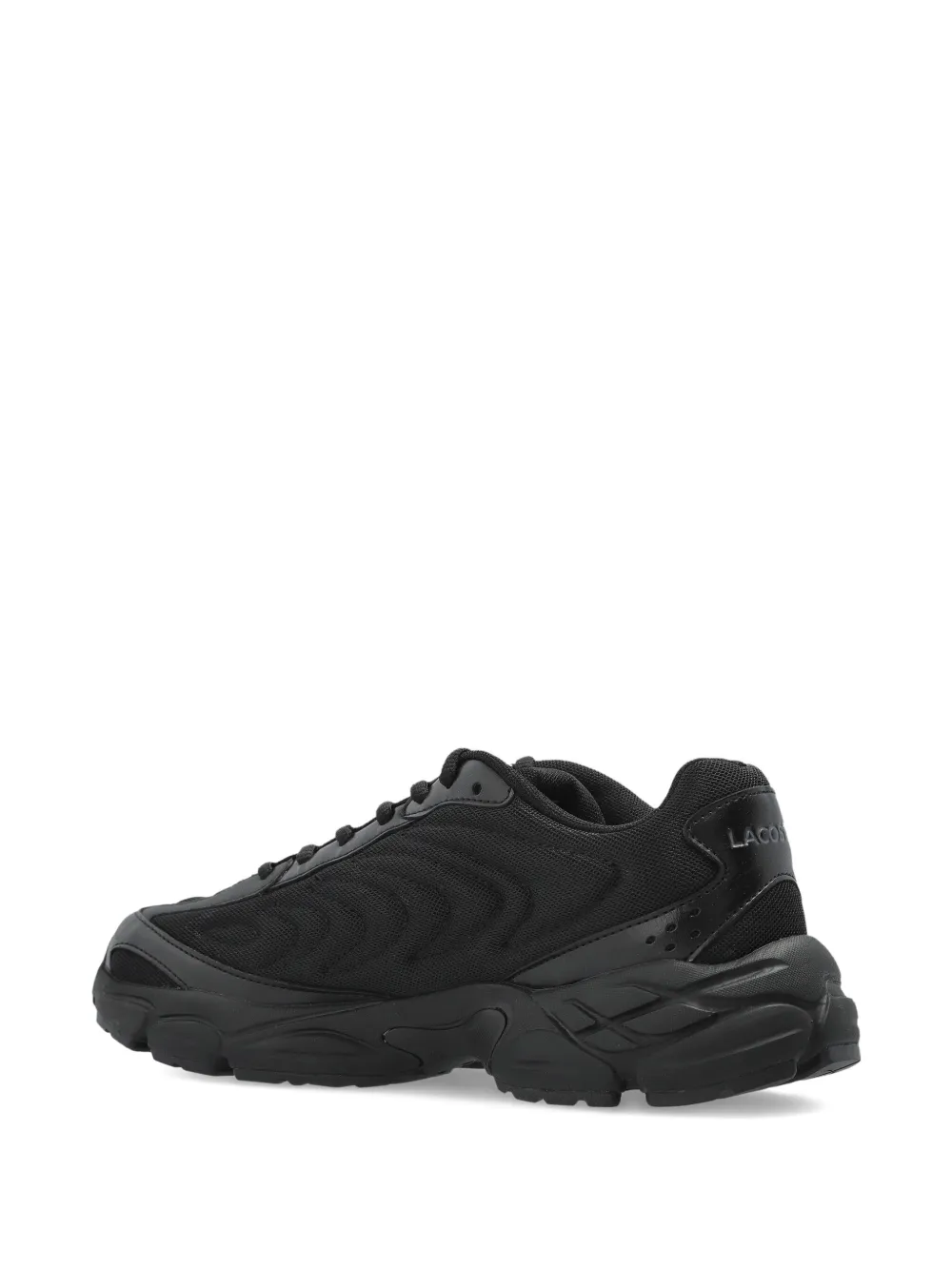 Lacoste Textured Lace-up Sneakers In Black