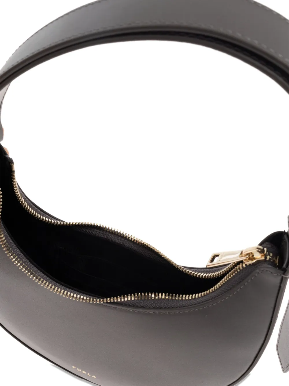 Furla Mini Shoulder Bag With Curved Top Handle In Gray