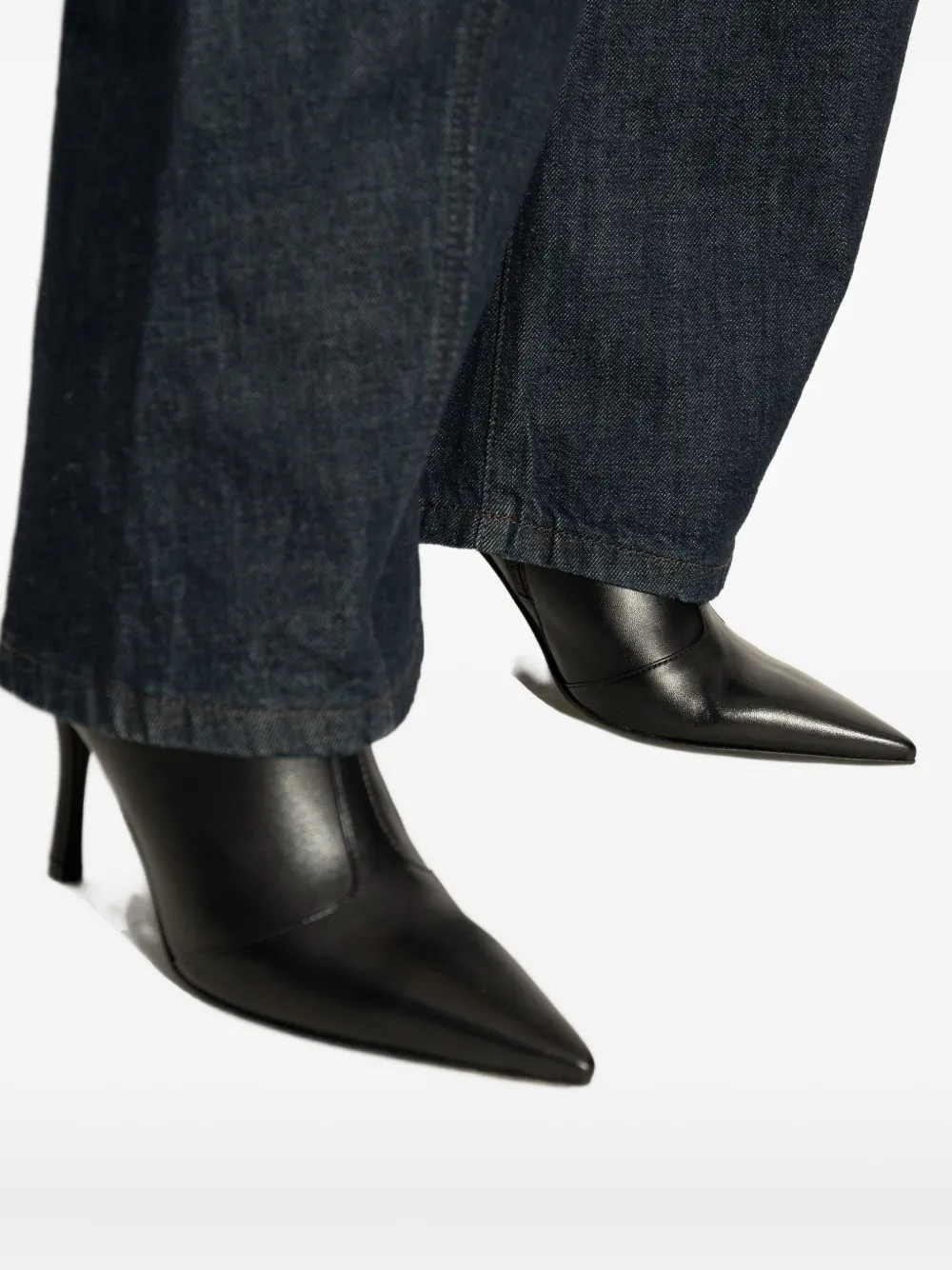 Furla 100mm Sfera pointed-toe leather ankle boots Zwart