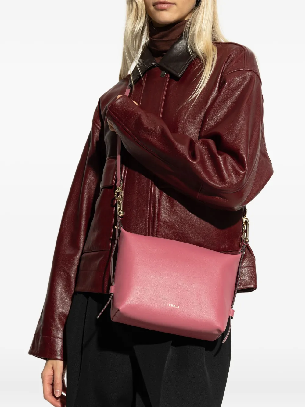 Furla chain-strap leather tote bag - Roze