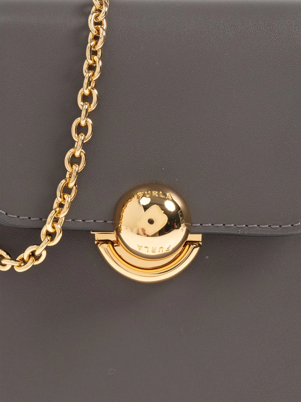 Furla Chain-strap Spherical-clasp Bag In Gray