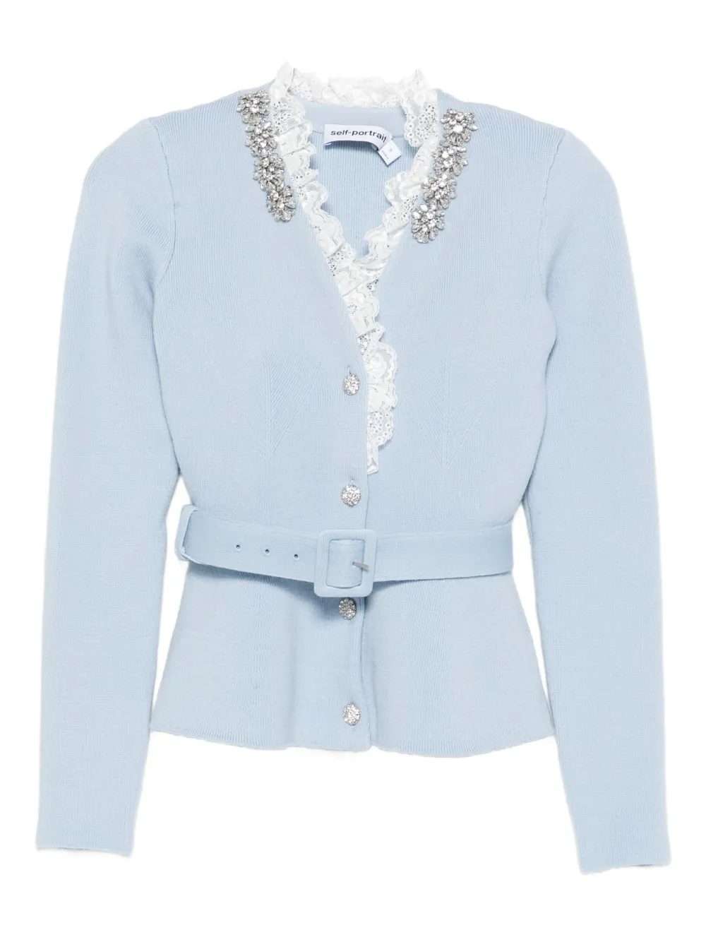 Self-Portrait embellished belted cardigan | Blue | Image 1