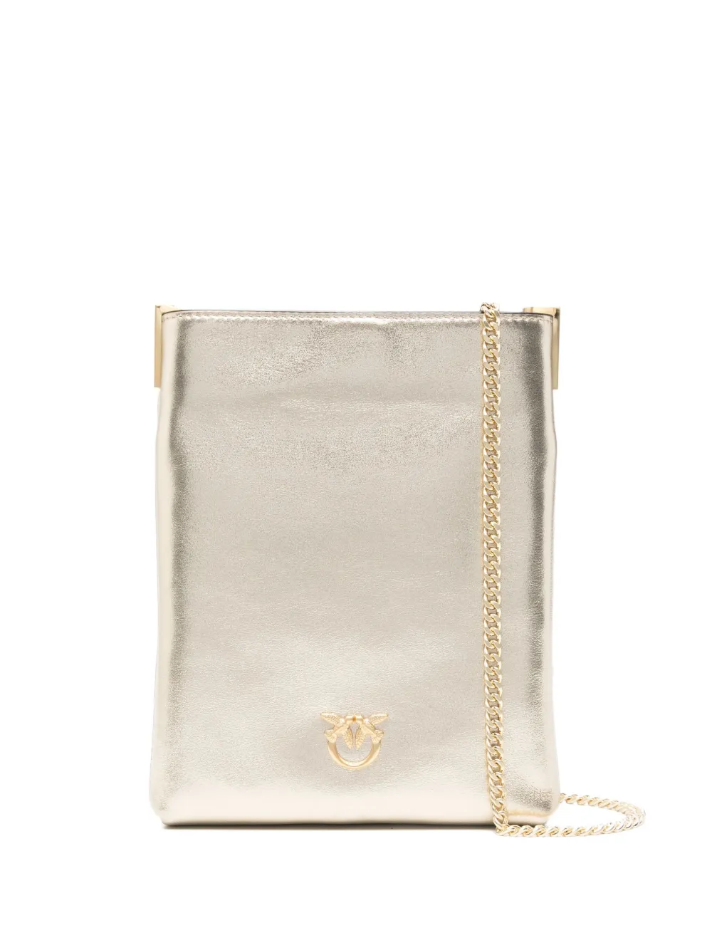 PINKO metallic-effect leather cross body bag Goud