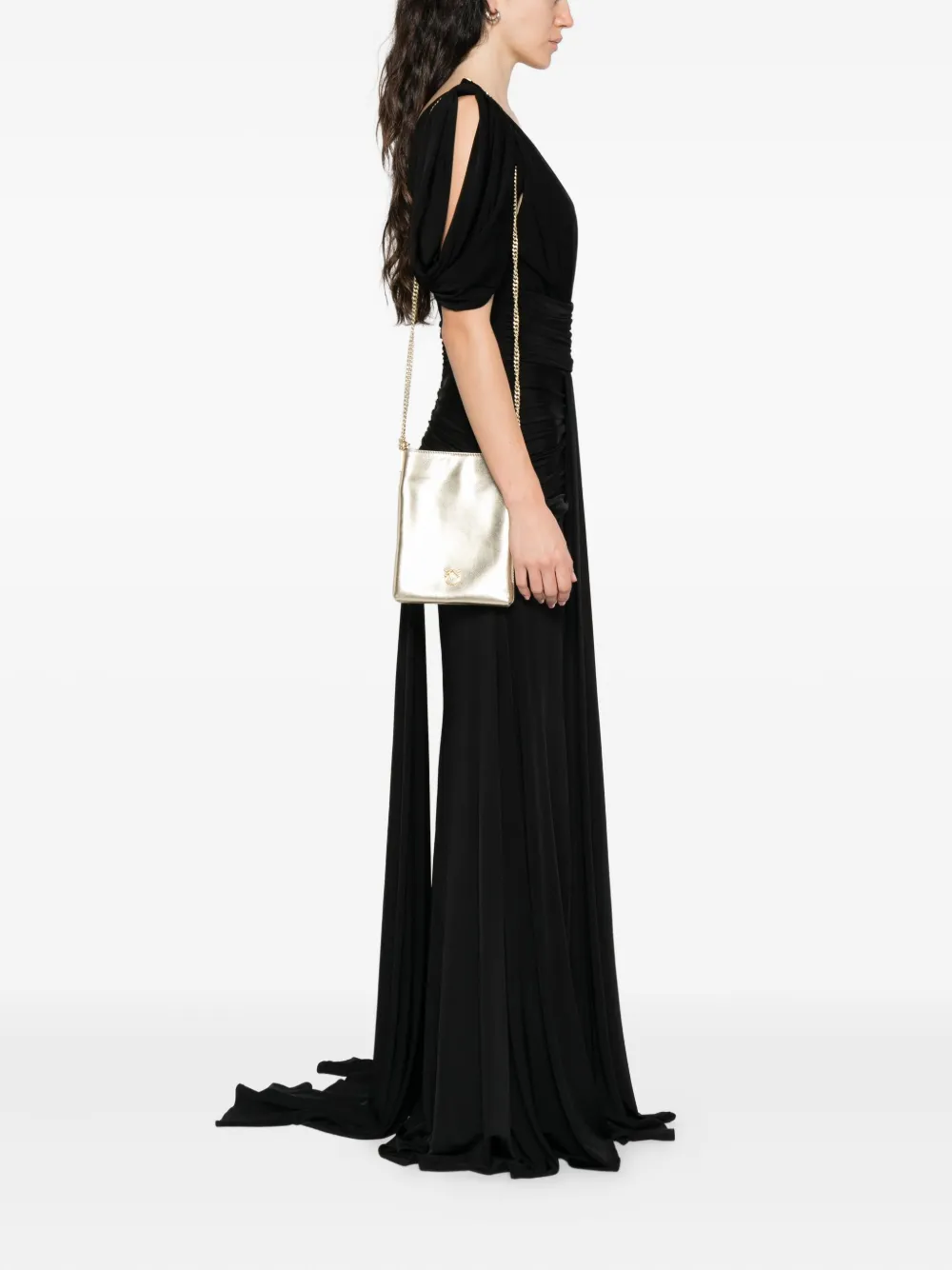 PINKO metallic-effect leather cross body bag Goud