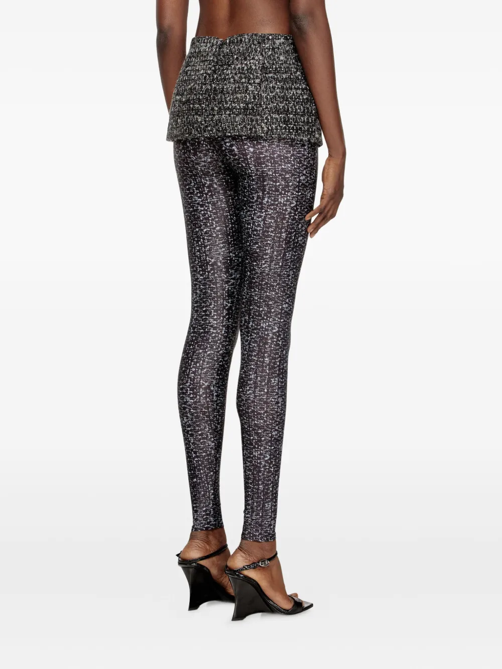 Diesel Legging met vlakken met textuur Grijs