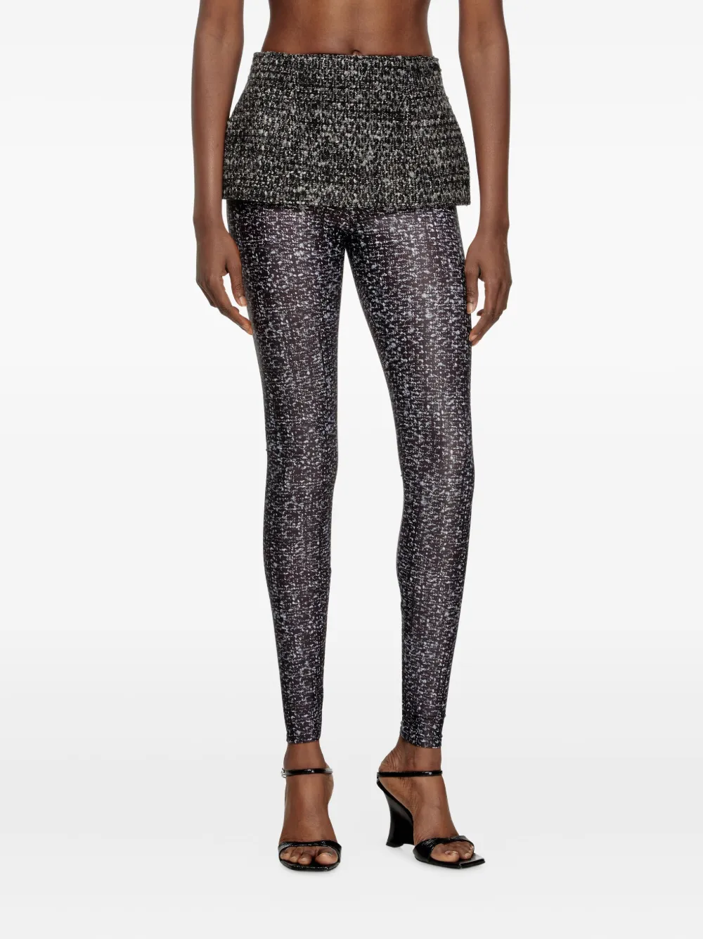 Diesel Legging met vlakken met textuur Grijs