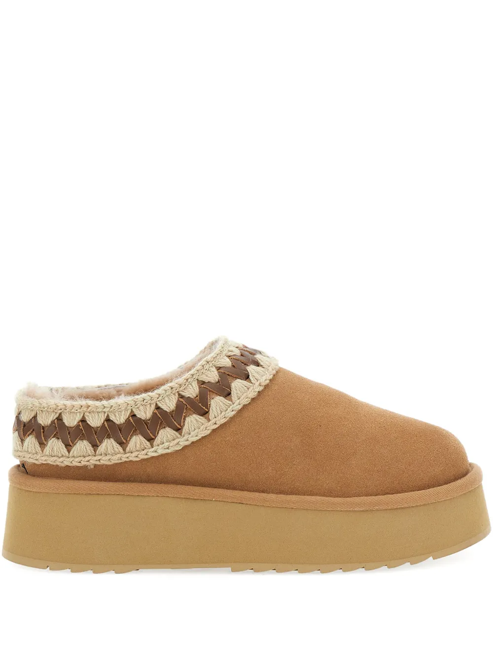 Mou 40mm braided platform mules Brown