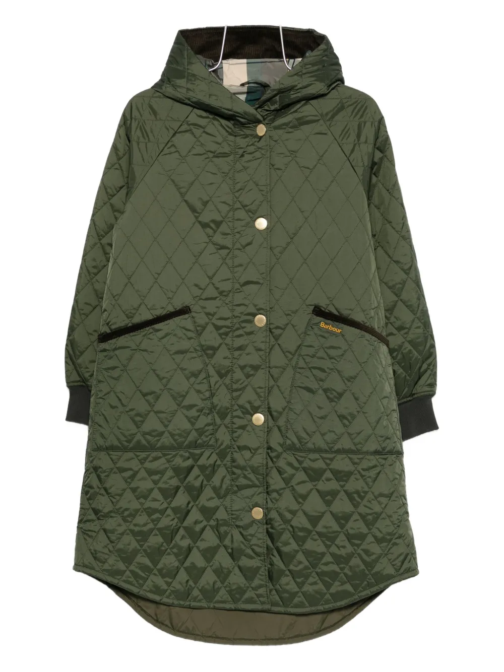 Barbour Quilted Hooded Coat In Green