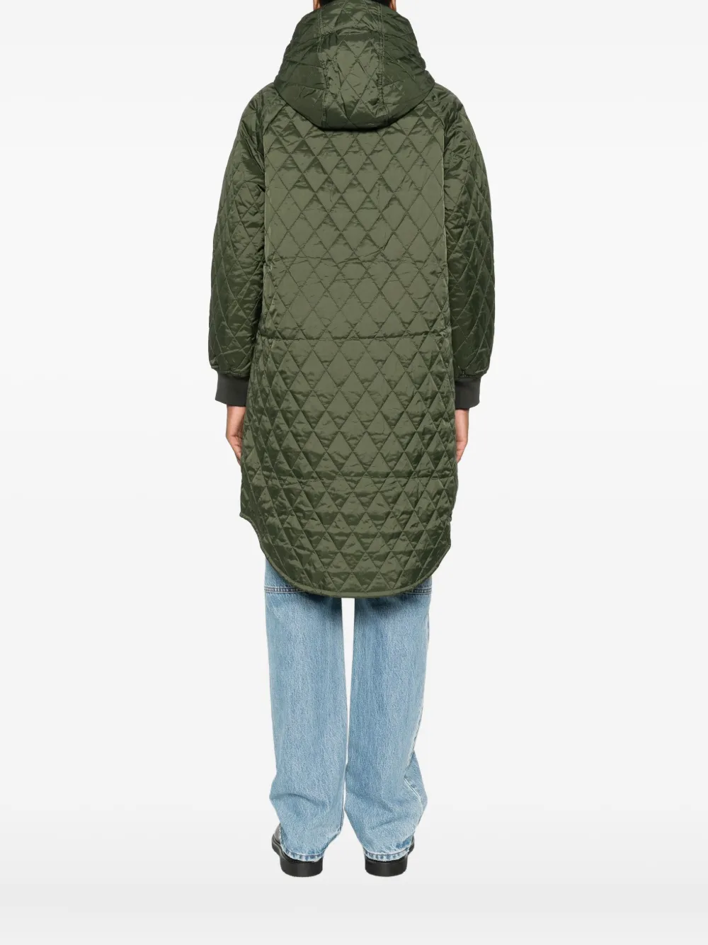 Barbour Quilted Hooded Coat In Green