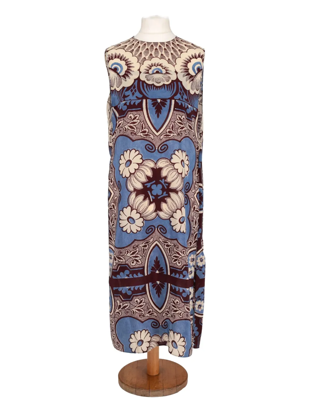 Pre-owned Valentino Floral-pattern Sleeveless Dress In Blue