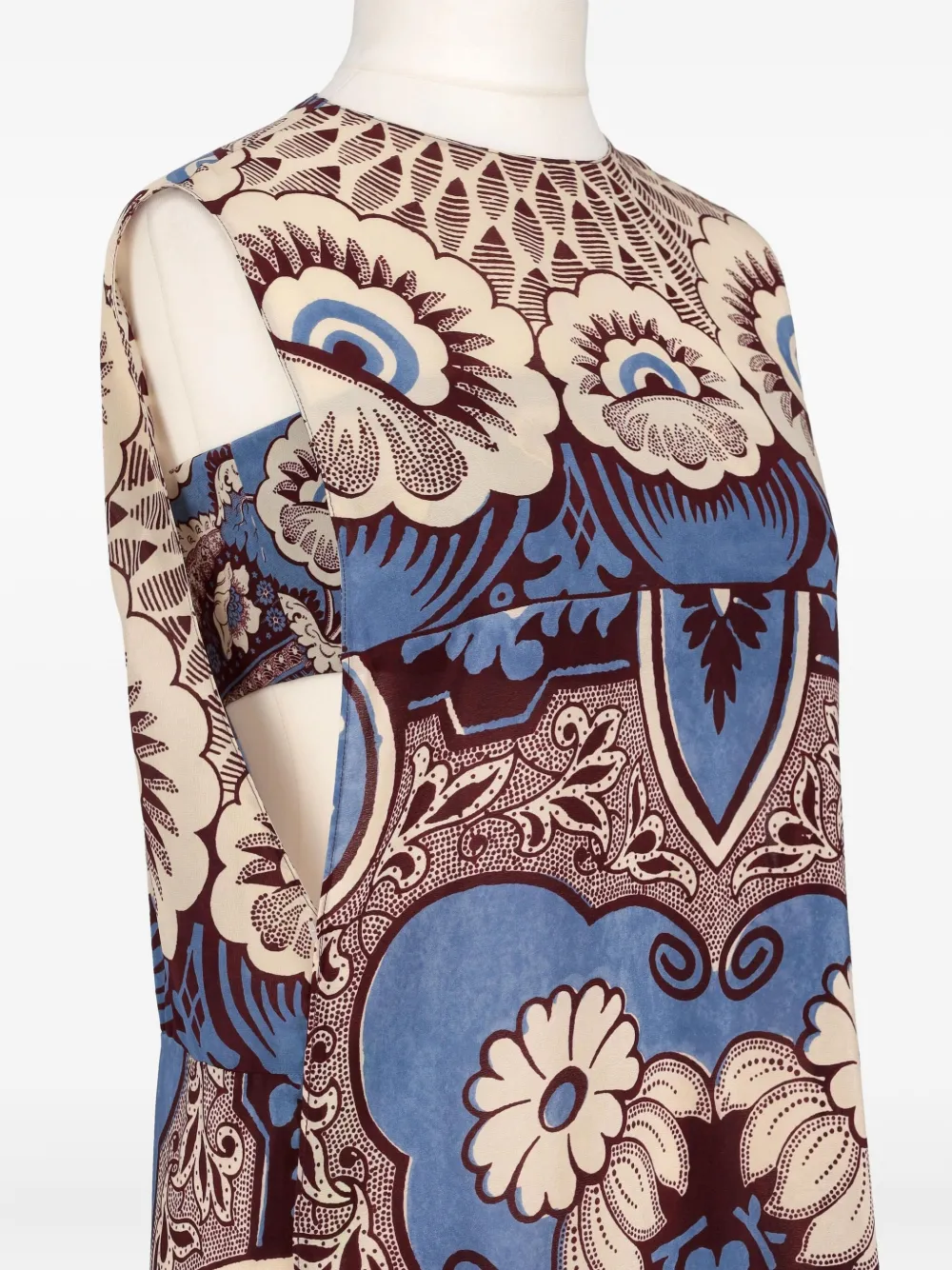 Pre-owned Valentino Floral-pattern Sleeveless Dress In Blue