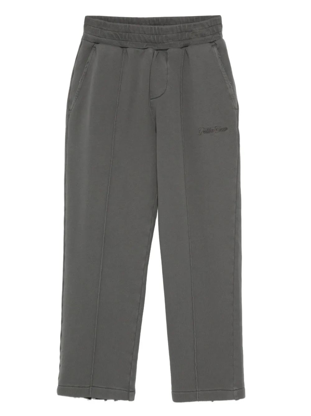 Golden Goose Kids embroidered-logo panelled trousers Grijs