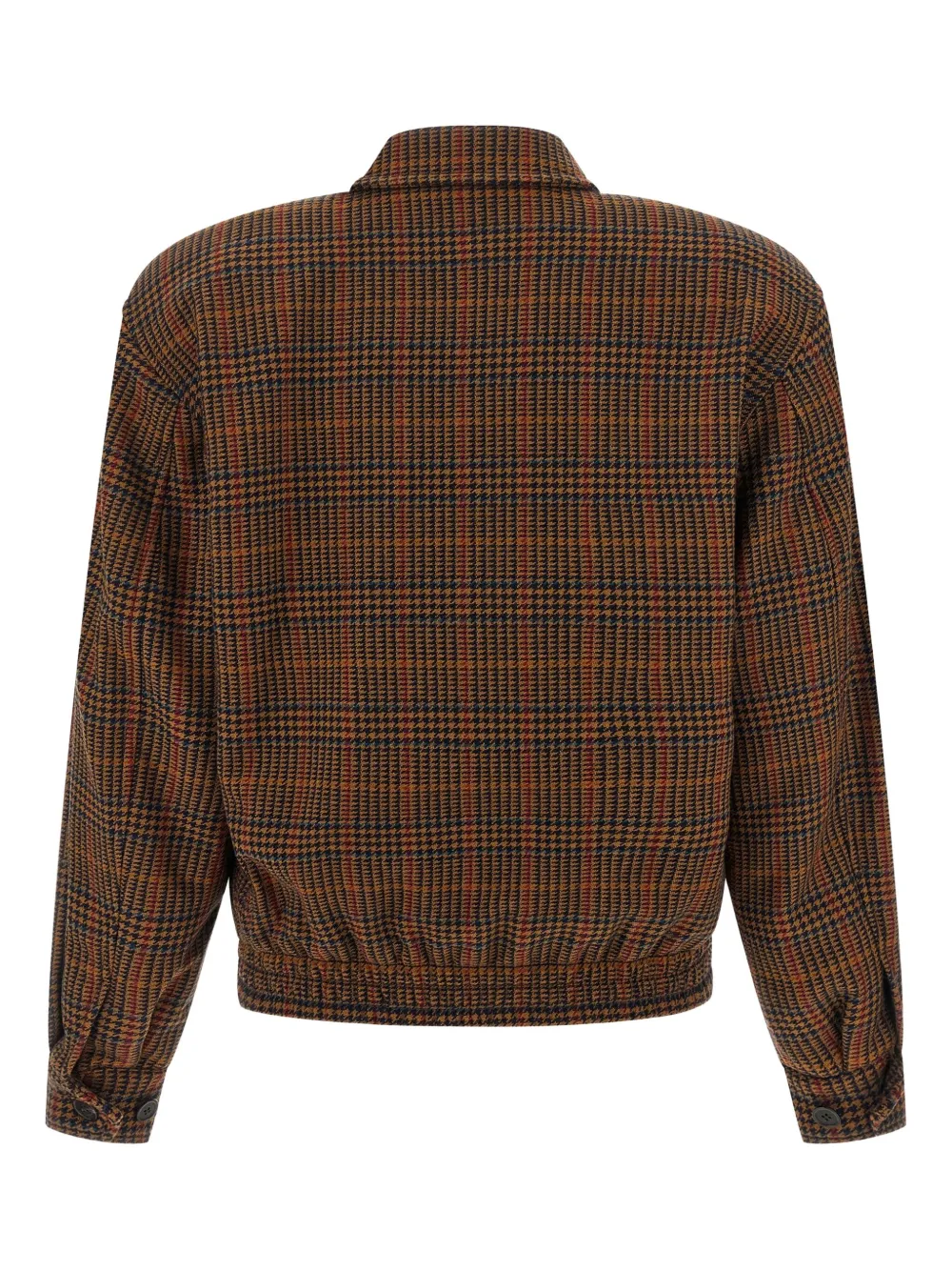 Saint Laurent Check-pattern Bomber Jacket In Brown