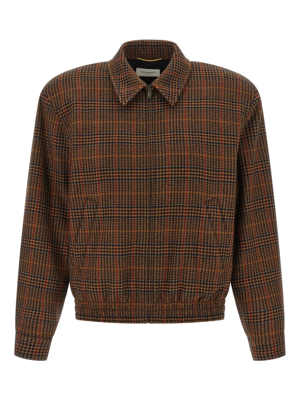 Saint Laurent Check-pattern Bomber Jacket In Brown