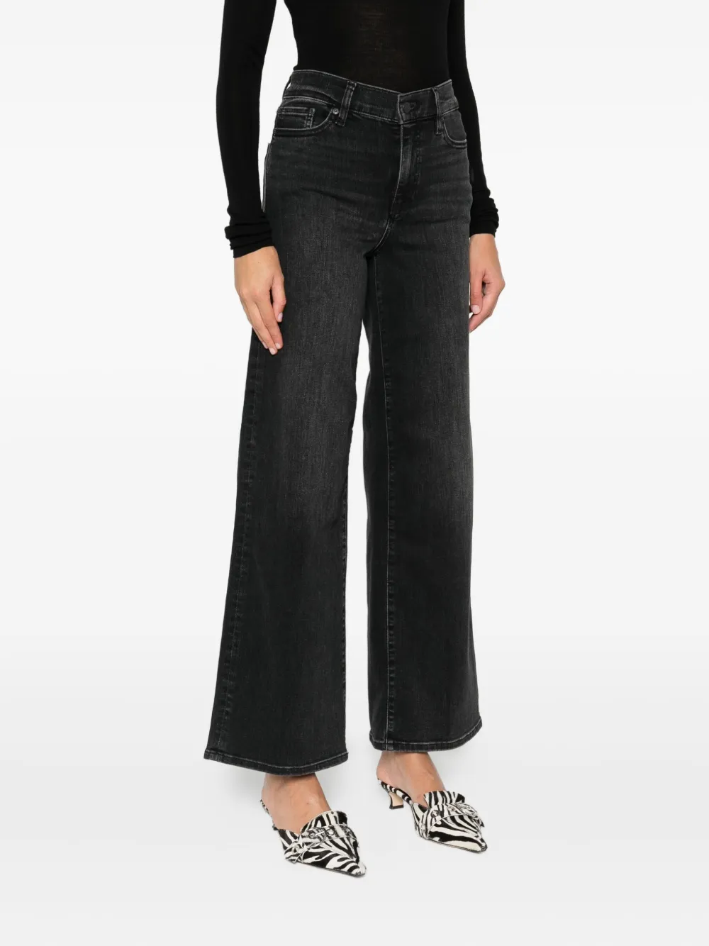Frame Le Slim Palazzo Jeans Starship In Black