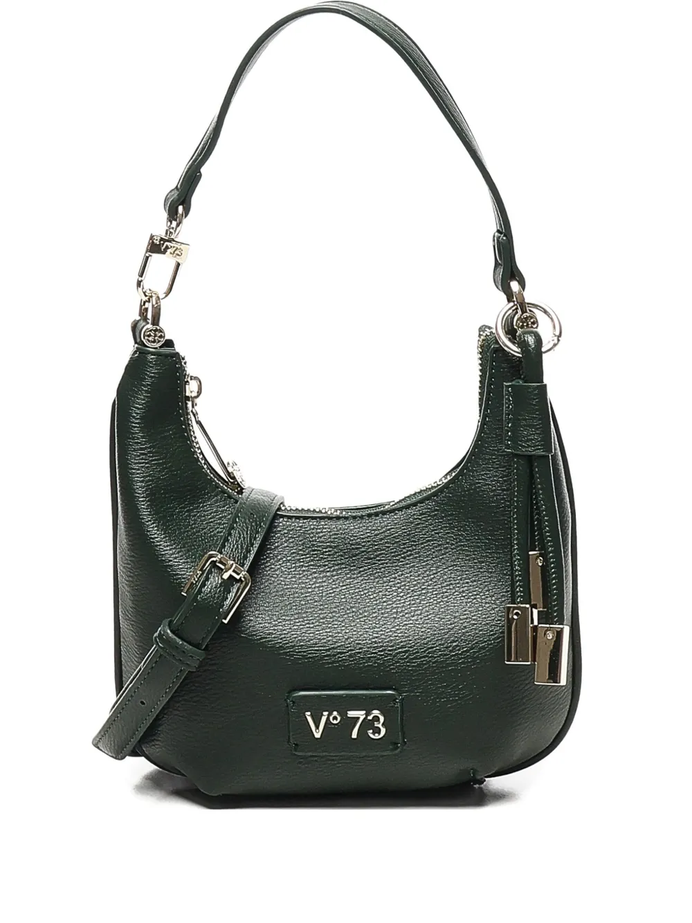V73 Zip-fastening Half-moon Shoulder Bag In Green