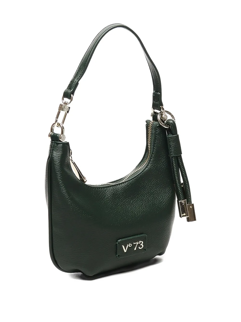V73 Zip-fastening Half-moon Shoulder Bag In Green