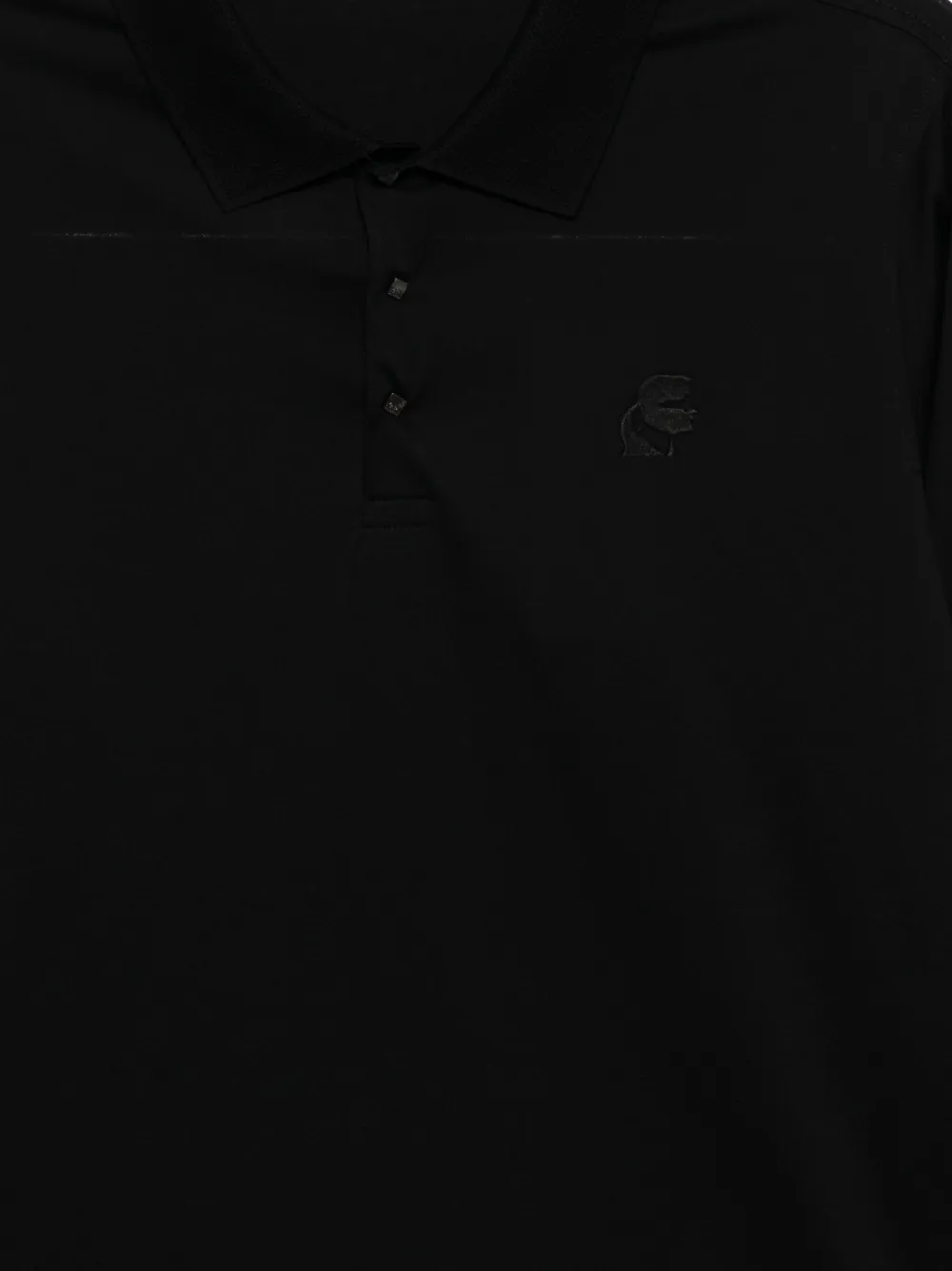 Karl Lagerfeld Embroidered-logo Cotton Polo Shirt In Black