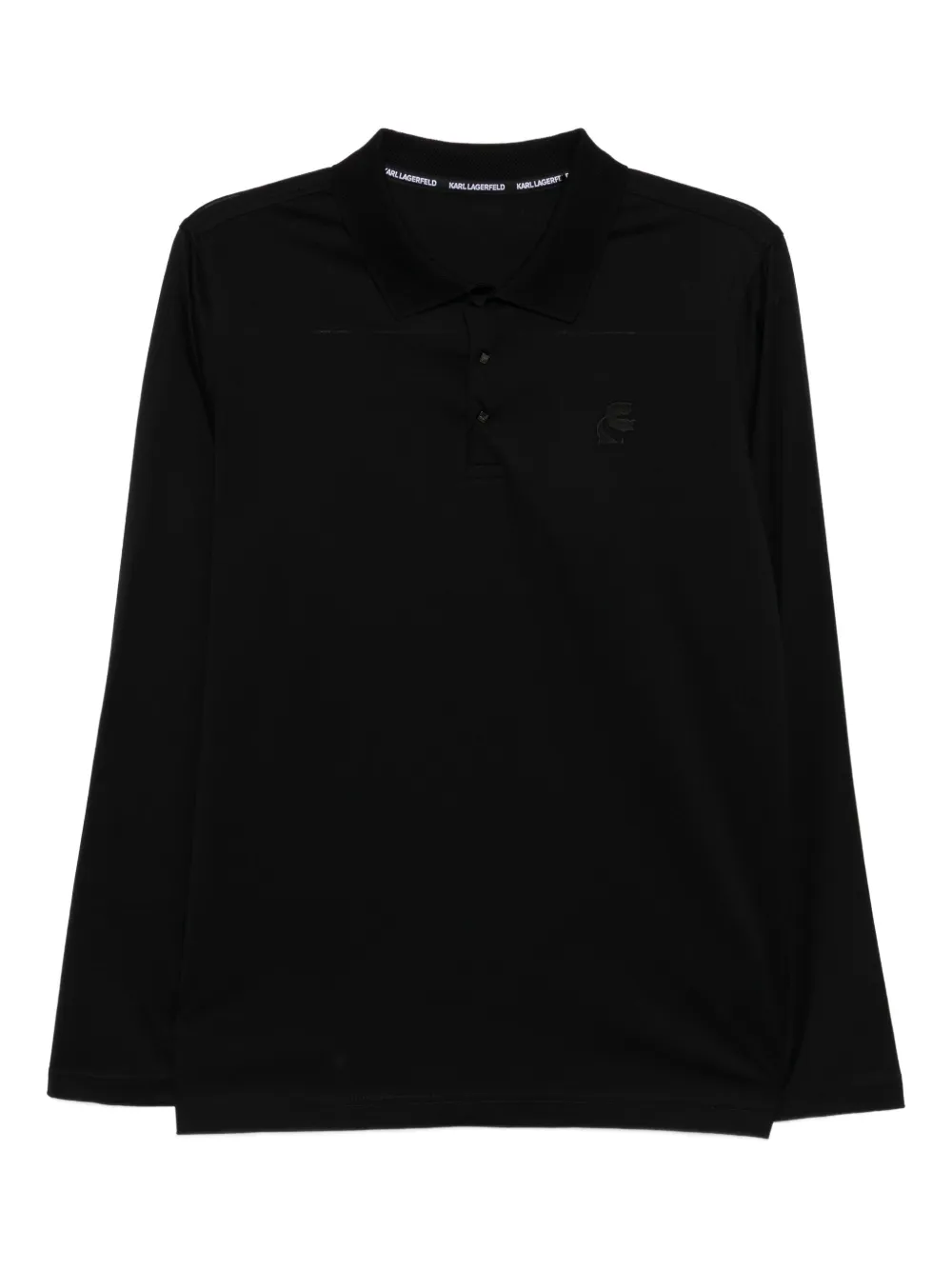 Karl Lagerfeld embroidered-logo cotton polo shirt | Black | Image 1