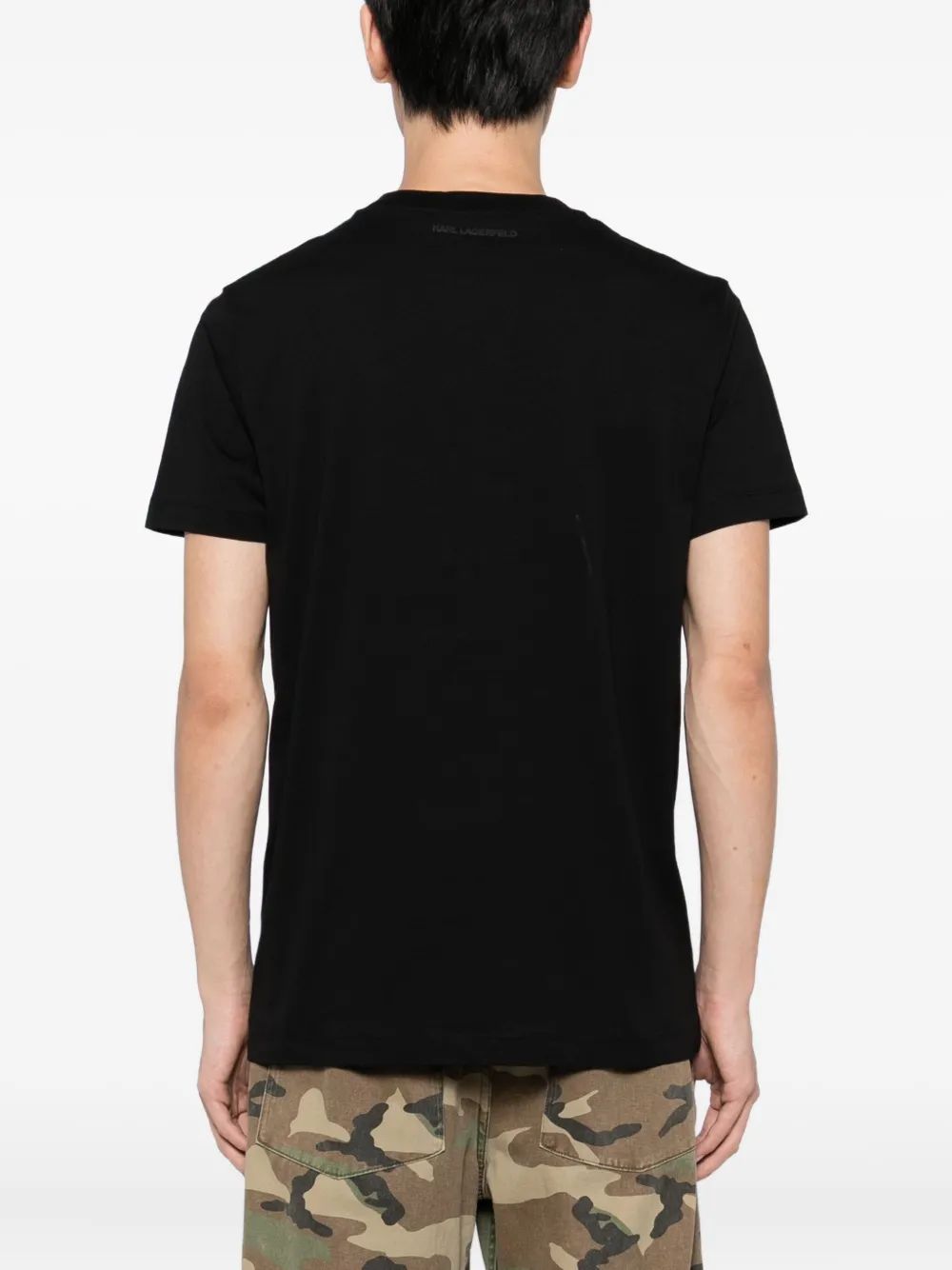 Karl Lagerfeld T-shirt met logo-reliëf Zwart