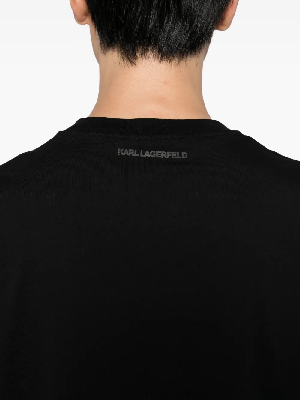 Karl Lagerfeld T-shirt met logo-reliëf Zwart