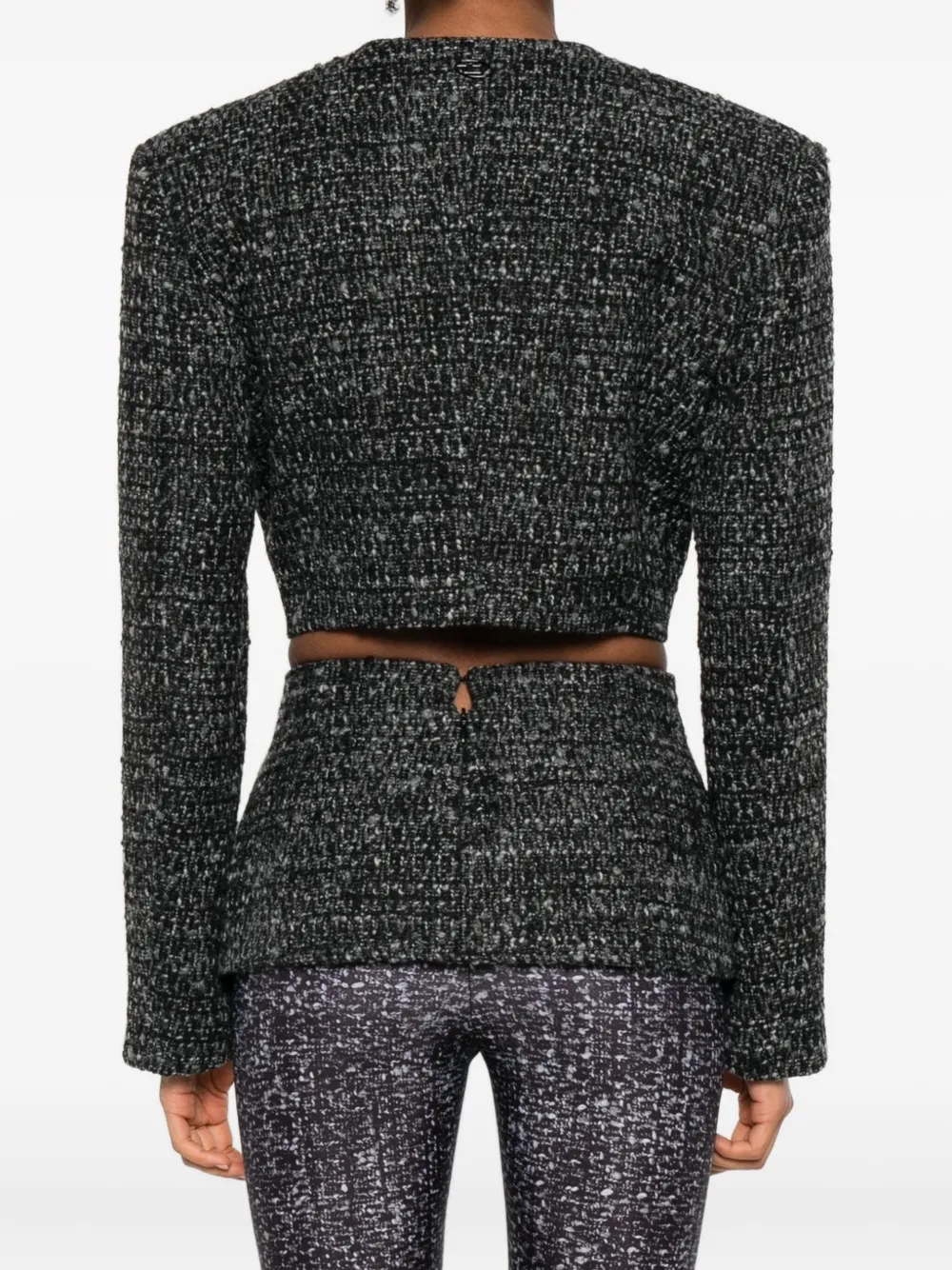 Diesel Cropped Tweed Jacket Long Sleeves In Black